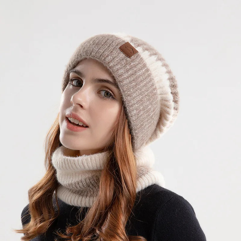 Warm Colorblock Beanie and Scarf Set