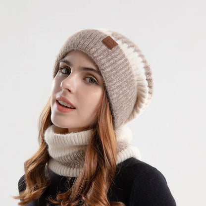 Warm Colorblock Beanie and Scarf Set
