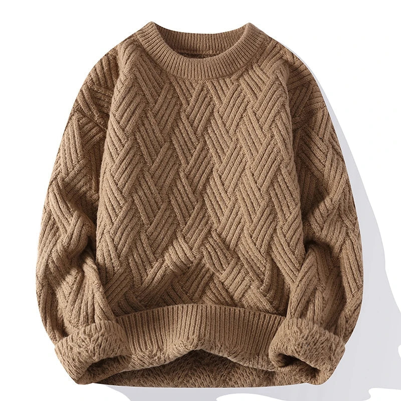 Cozy Crew Neck Textured Knit Sweater - Nocini