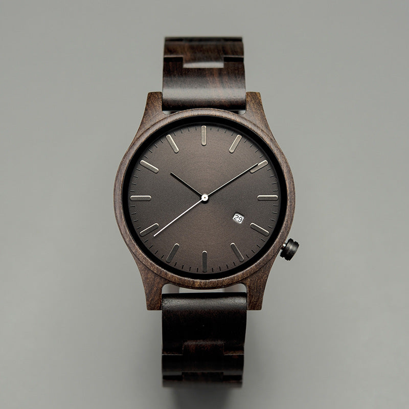 Simple Wooden Quartz Date Watch