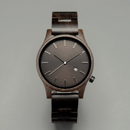 Simple Wooden Quartz Date Watch
