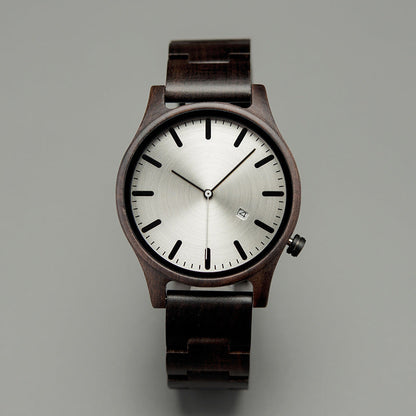 Simple Wooden Quartz Date Watch