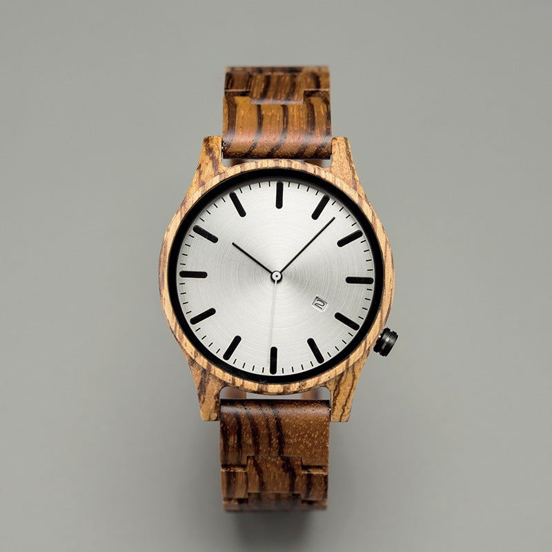 Simple Wooden Quartz Date Watch