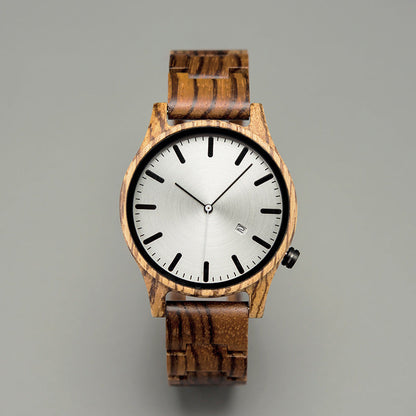Simple Wooden Quartz Date Watch
