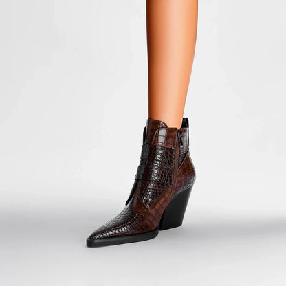 Ankle Buckle Leather Boots