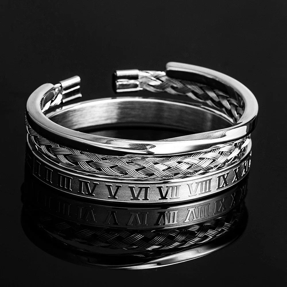 Timeless Triple Layer Roman Numeral Bracelet Set
