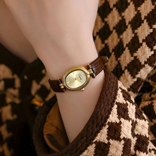 Elegant Oval Wrist Watch | Leather Strap Adjustable Watch - Nocini