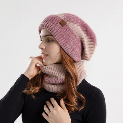 Warm Colorblock Beanie and Scarf Set