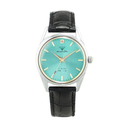 Classic Round Face Leather Strap Watch