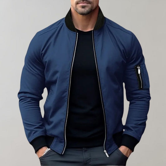 Classic Fit Zip Up Bomber Jacket - Nocini
