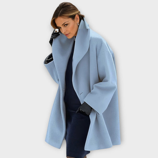 Warm Oversized Wool Coat with Wide Collar - Nocini