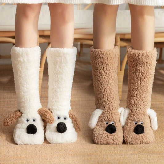 Cozy Fuzzy Socks with Cute Dog Design - Nocini