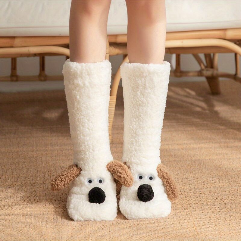 Cozy Fuzzy Socks with Cute Dog Design