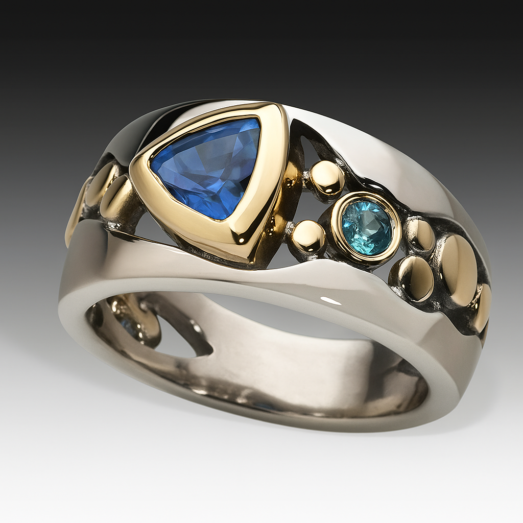 Antique Style Navy Blue Stone Ring - Nocini