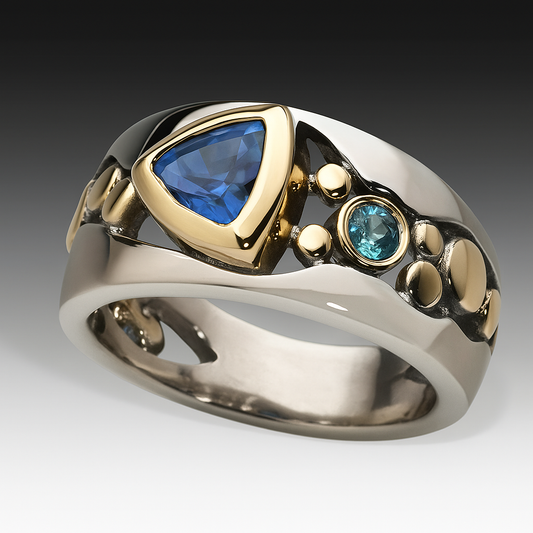 Antique Style Navy Blue Stone Ring - Nocini