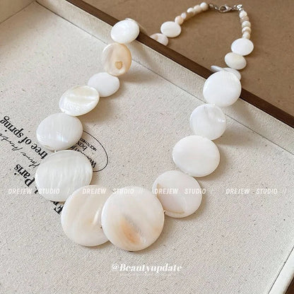 Boho Shell Necklace - Naya-Round Shell Necklace-Nora Luxe