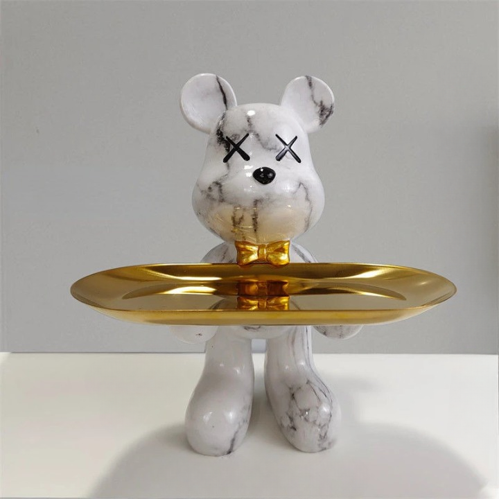 Decorative Storage Figure – Bruno Table Bear-Marble-The Livary