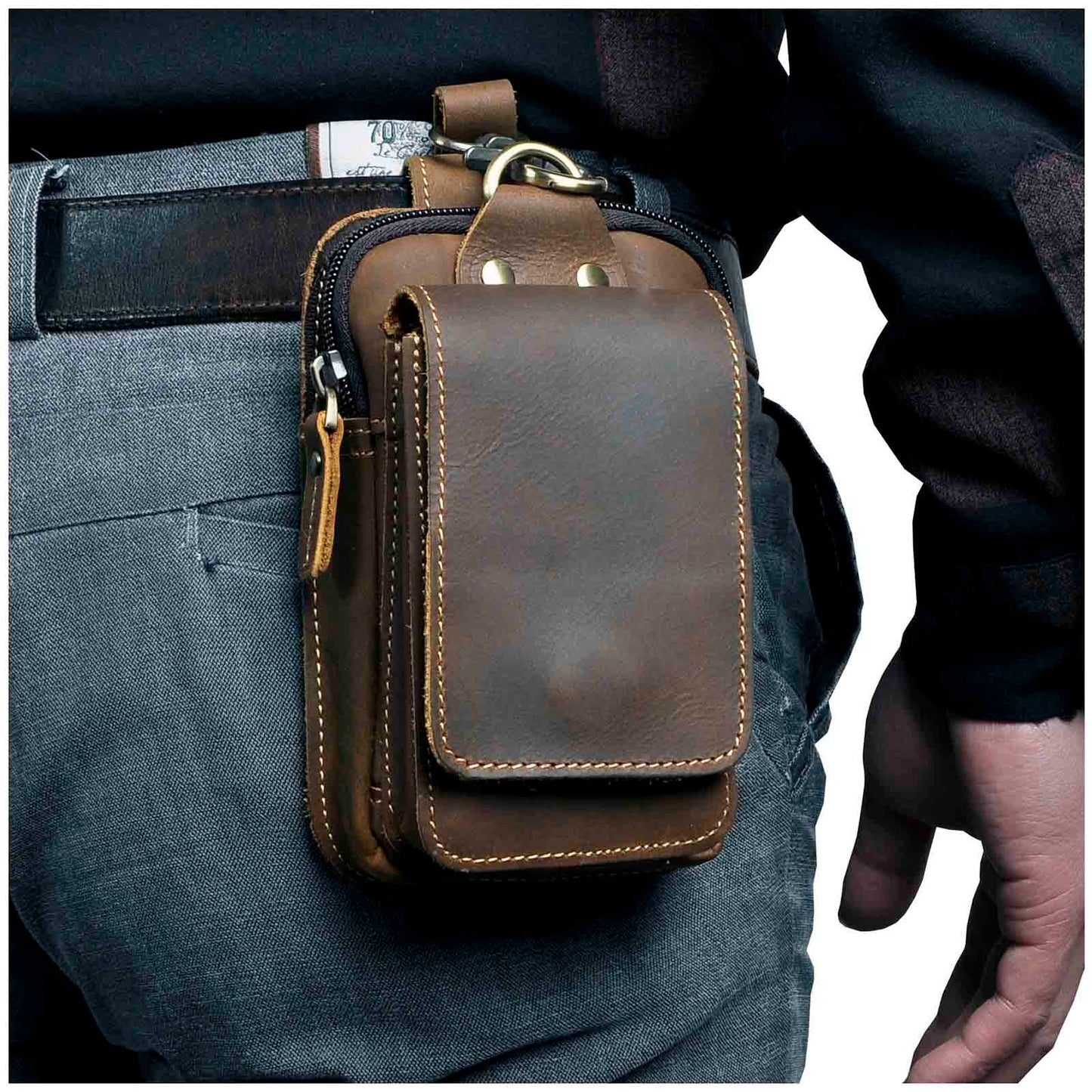 Authentic Leather Men's Belt Bag - Pexav