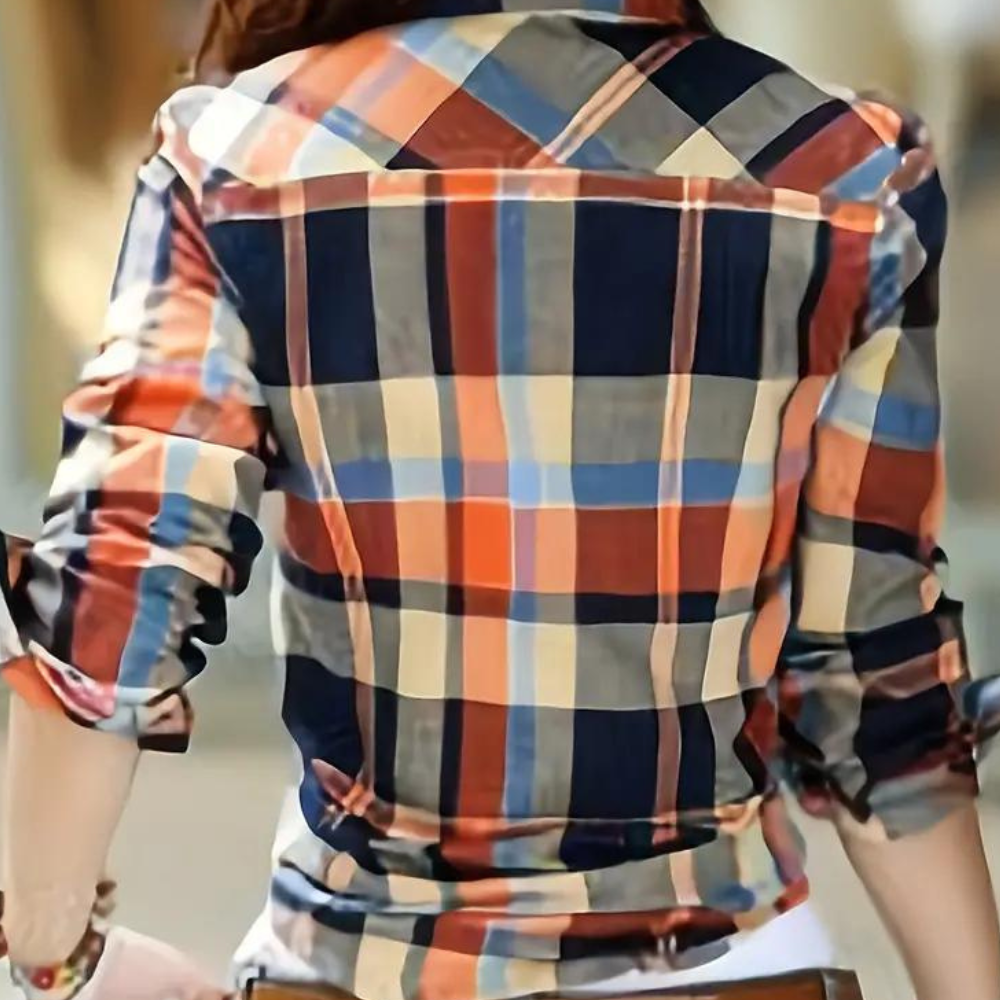 Fashionable Blouse with Check Pattern - Sienna-Green-XS-Nora Luxe