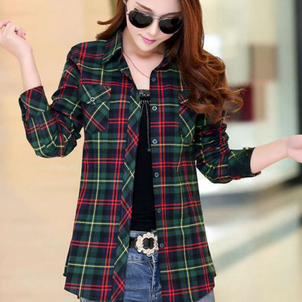 Stylish Checkered Shirt for Women - Sienna - Pexav