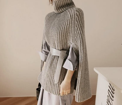 Cozy Oversized Knit Winter Sweater Poncho