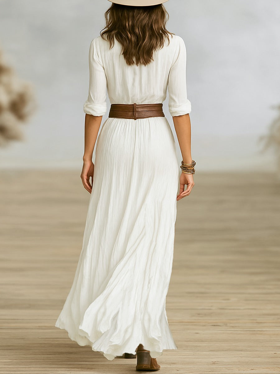 Image of Marina | Women's Slit Shirt Maxi Dress