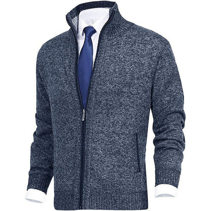 Warm Full Zip Sweater | Classic Stand Collar Cardigan