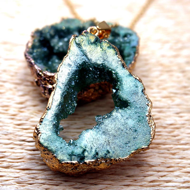 Natural Crystal Geode Pendant - Gaia-Amethyst-Nora Luxe