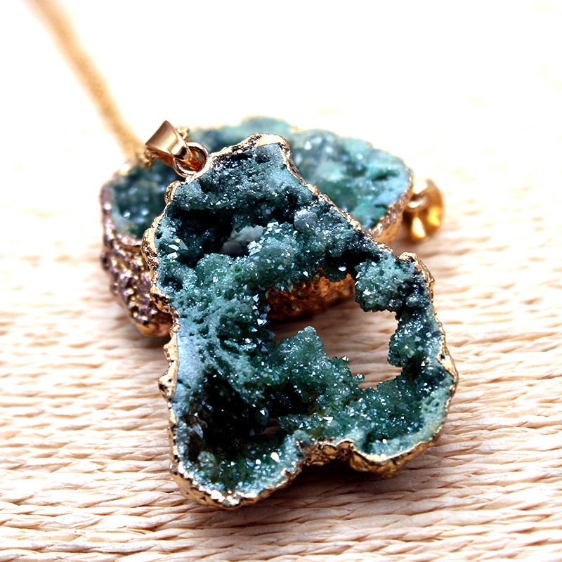 Natural Crystal Geode Pendant - Gaia-Amethyst-Nora Luxe