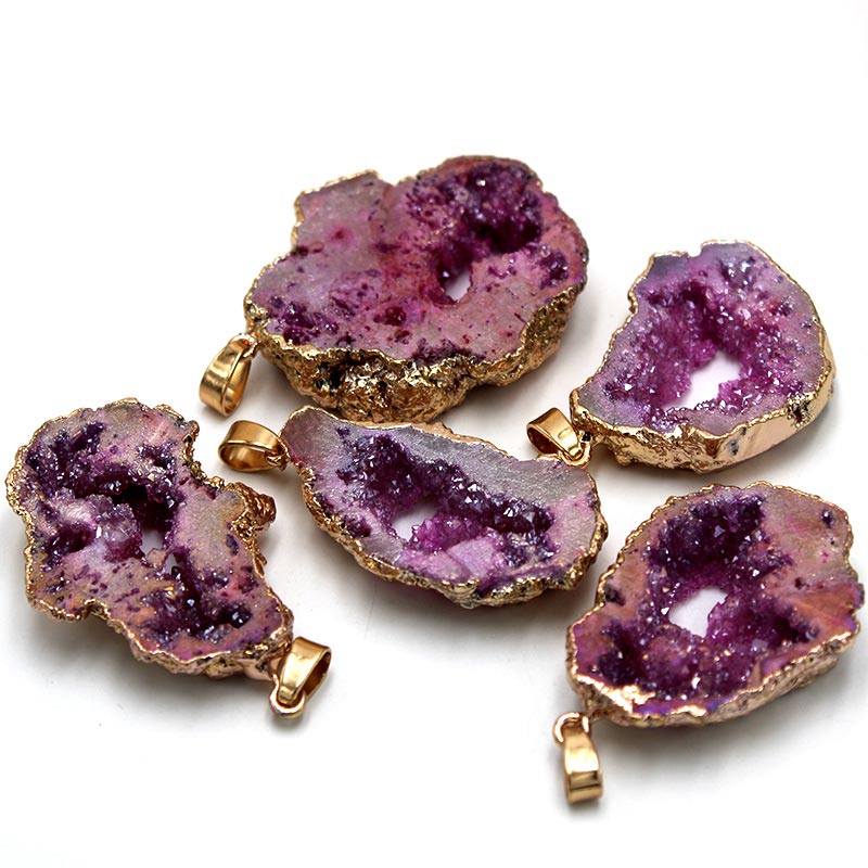 Natural Crystal Geode Pendant - Gaia-Amethyst-Nora Luxe