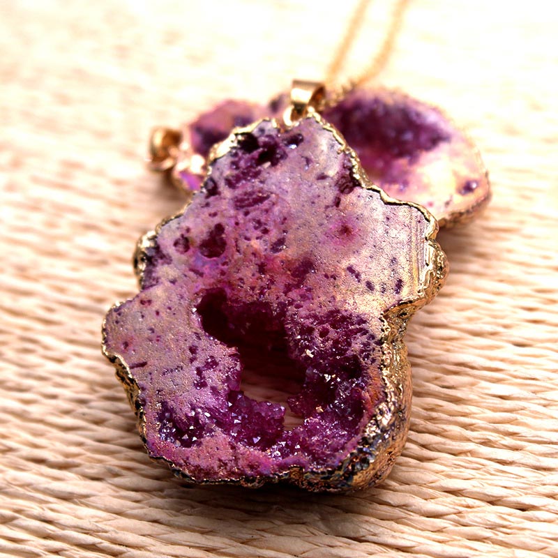 Natural Crystal Geode Pendant - Gaia-Amethyst-Nora Luxe