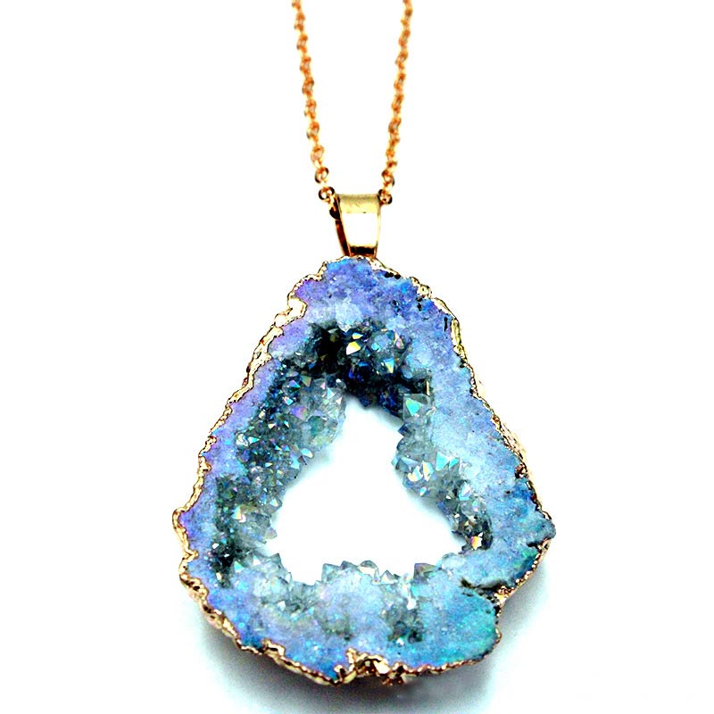 Natural Crystal Geode Pendant - Gaia-Amethyst-Nora Luxe