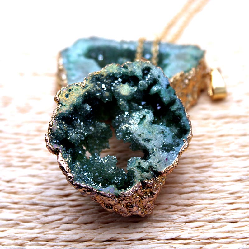 Natural Crystal Geode Pendant - Gaia-Amethyst-Nora Luxe
