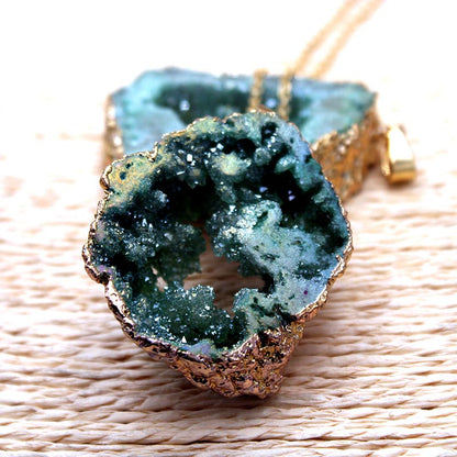 Natural Crystal Geode Pendant - Gaia-Amethyst-Nora Luxe