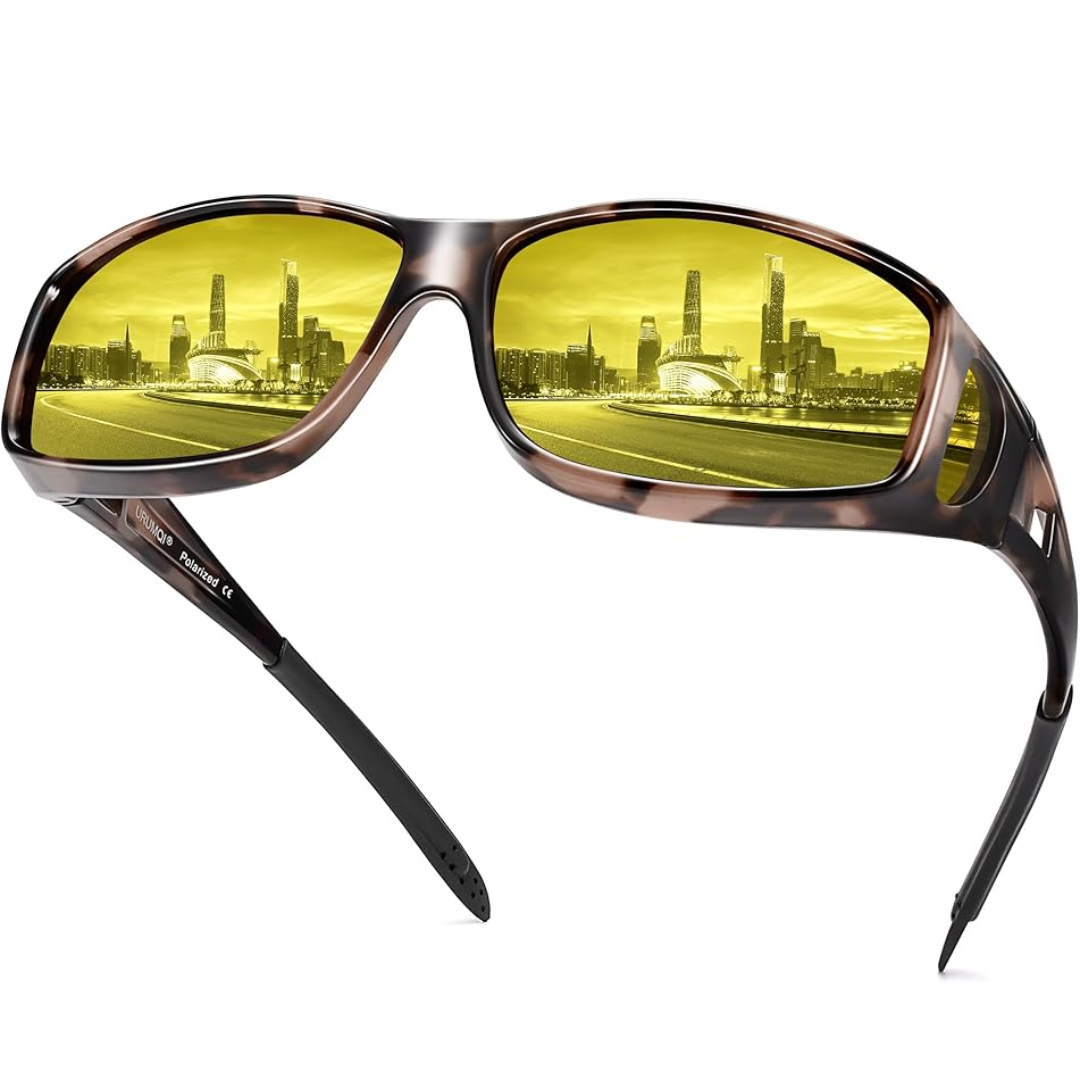 Night Vision Polarised Driving Glasses - Jeremy-Shiny beige turtle frame/night vision lens-Nora Luxe