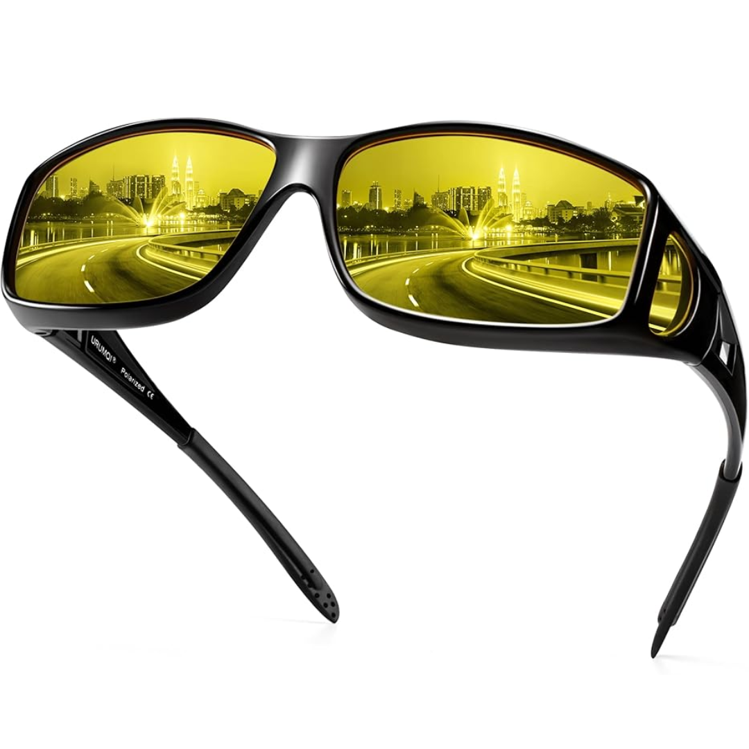 Night Vision Polarised Driving Glasses - Jeremy-Shiny black frame/night vision lens-Nora Luxe