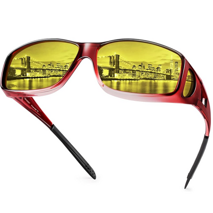 Night Vision Polarised Driving Glasses - Jeremy-Wine red gradient frame/night vision lens-Nora Luxe