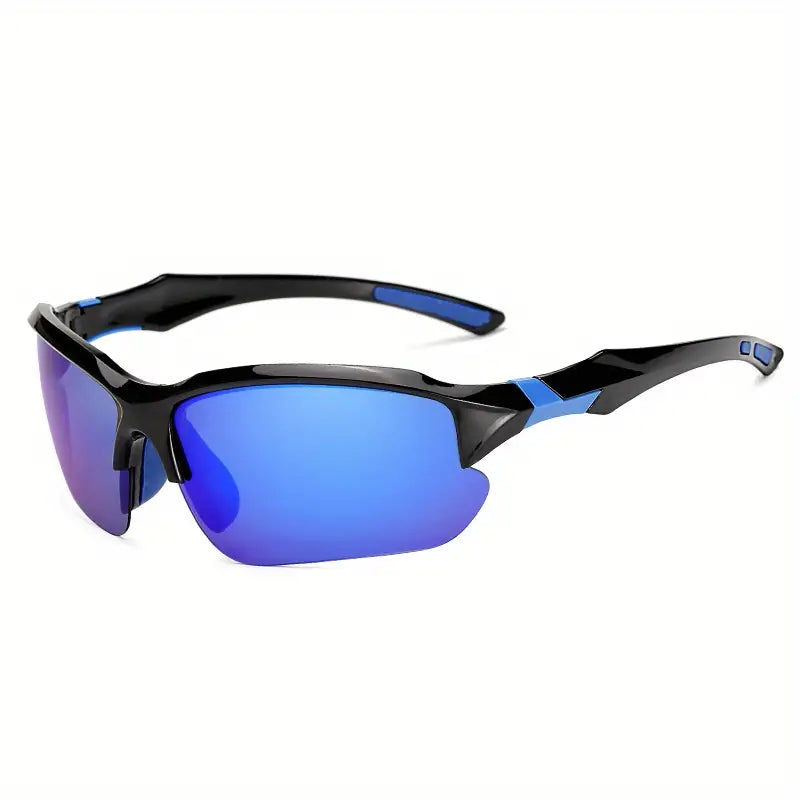 Polarised Sports Sunglasses - AdventureVision-Black-Blue-Nora Luxe