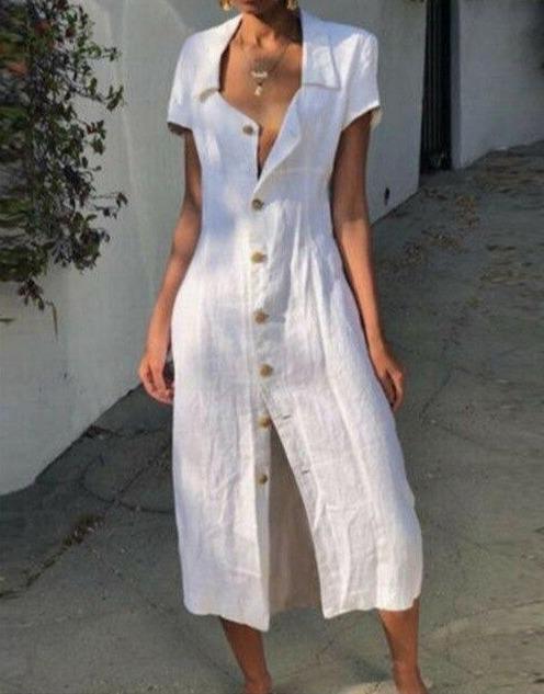 Casual Fit Short Sleeve Women's Midi Dress - Nocini