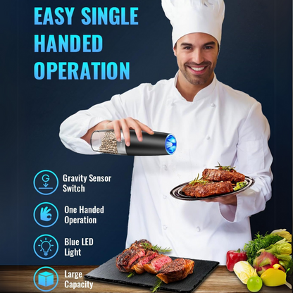 Rechargeable Electric Pepper and Salt Mill Set - GrindMaster Duo-Black-Nora Luxe