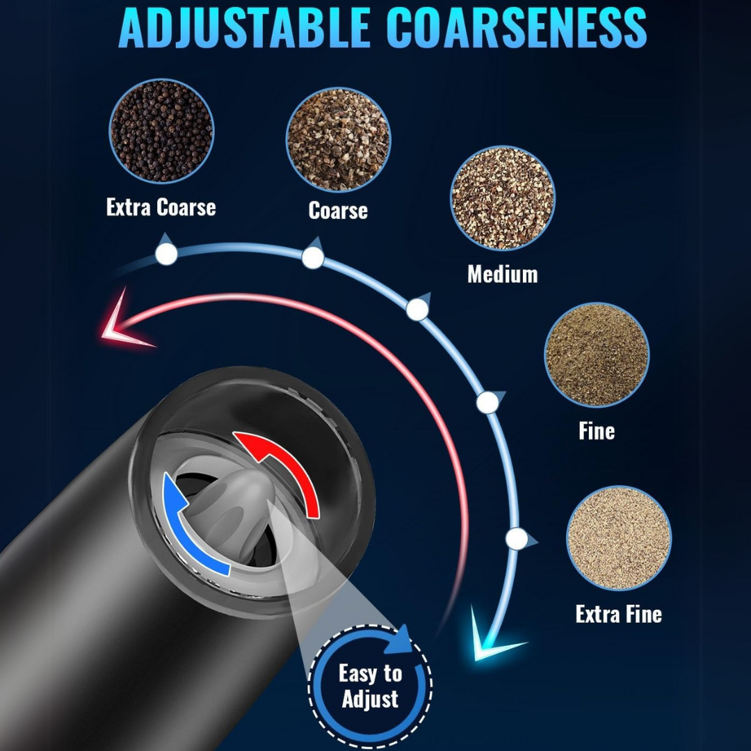 Rechargeable Electric Pepper and Salt Mill Set - GrindMaster Duo-Black-Nora Luxe