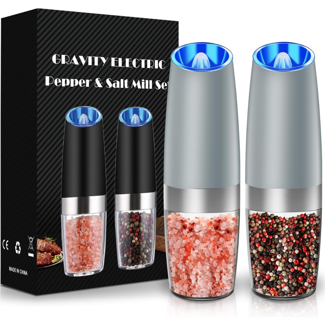 Rechargeable Electric Pepper and Salt Mill Set - GrindMaster Duo-Black-Nora Luxe