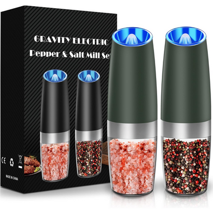 Rechargeable Electric Pepper and Salt Mill Set - GrindMaster Duo-Black-Nora Luxe