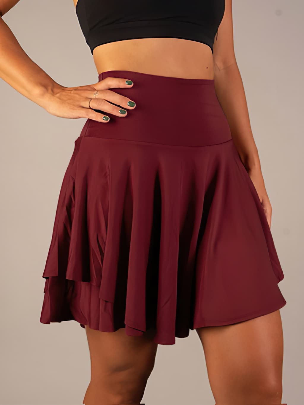 Sporty & Functional Women's Tennis Skirt with Shorts and Pockets – Maja-Dark red-S-Nora Luxe