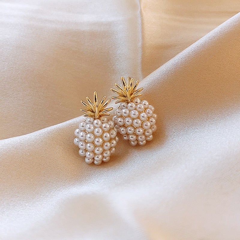 Tropical Pineapple and Pearl Earrings - Leilani-Nora Luxe