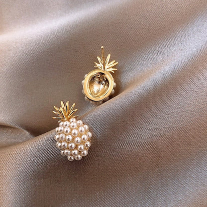 Tropical Pineapple and Pearl Earrings - Leilani-Nora Luxe