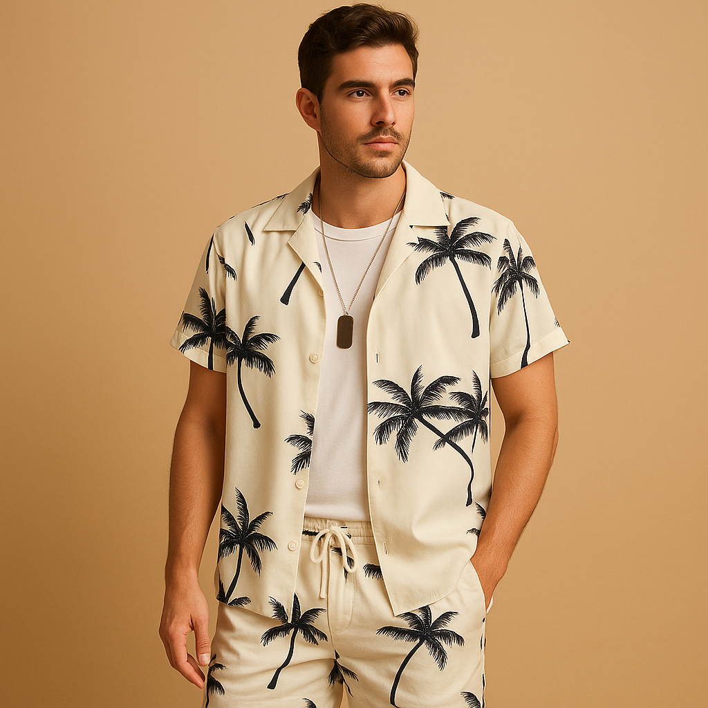 Beachy Palm Print Summer Set for Men - Nocini